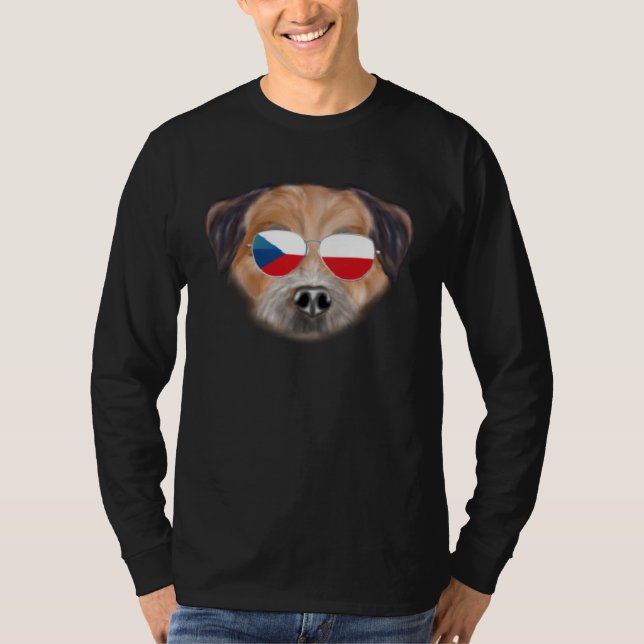 Camiseta Czech Flag Border Terrier Dog Czech Republic Pocke (Frente)
