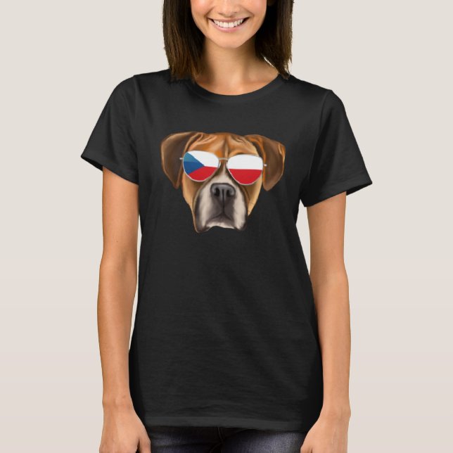Camiseta Czech Flag Boxer Dog Czech Republic Pocket (Frente)