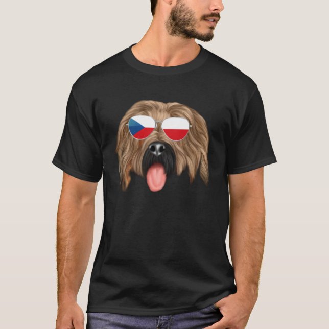 Camiseta Czech Flag Briard Dog Czech Republic Pocket (Frente)