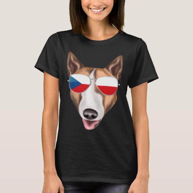 Camiseta Czech Flag Bull Terrier Dog Czech Republic Pocket (Frente)