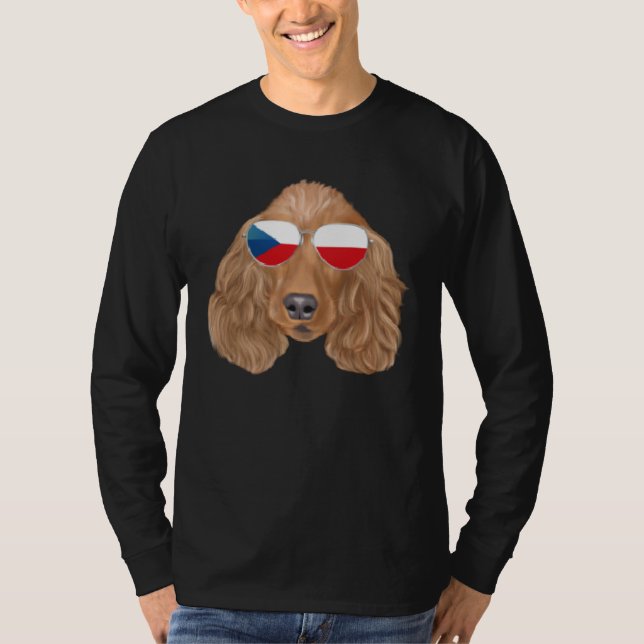 Camiseta Czech Flag Cocker Spaniel Dog Czech Republic Pocke (Frente)