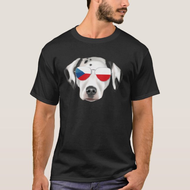 Camiseta Czech Flag Dalmatian Dog Czech Republic Pocket (Frente)
