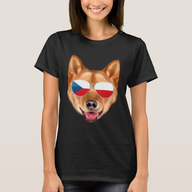Camiseta Czech Flag Finnish Spitz Dog Czech Republic Pocket (Frente)