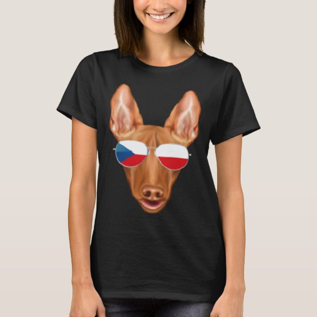 Camiseta Czech Flag Pharaoh Hound Dog Czech Republic Pocket (Frente)