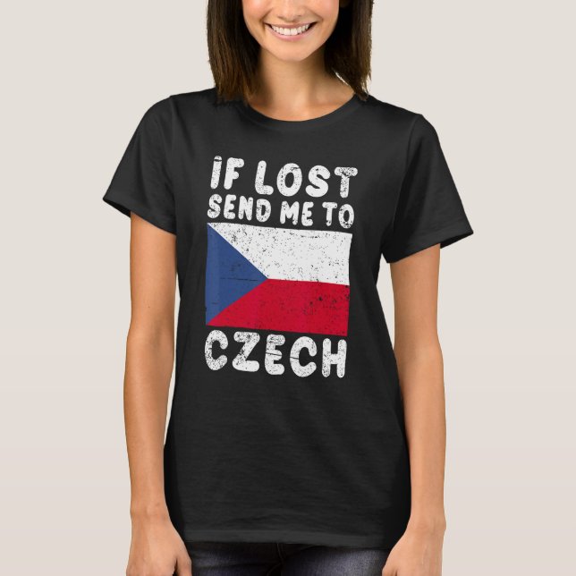 Camiseta Czech Flag Souvenir  If lost send me to Czech (Frente)