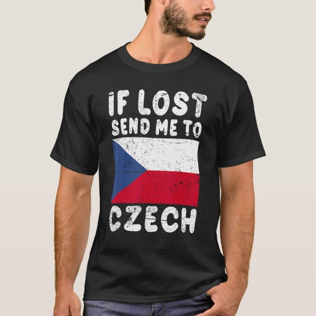 Camiseta Czech Flag Souvenir  If lost send me to Czech (Frente)