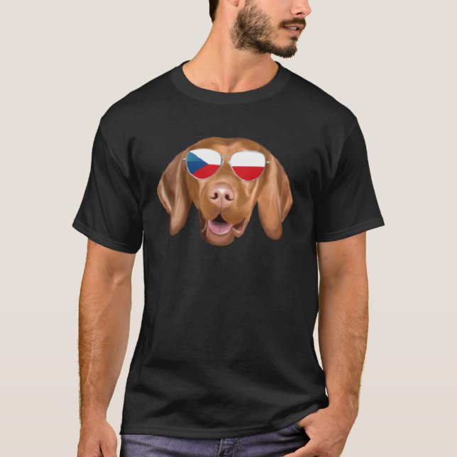 Camiseta Czech Flag Vizsla Dog Czech Republic Pocket (Frente)