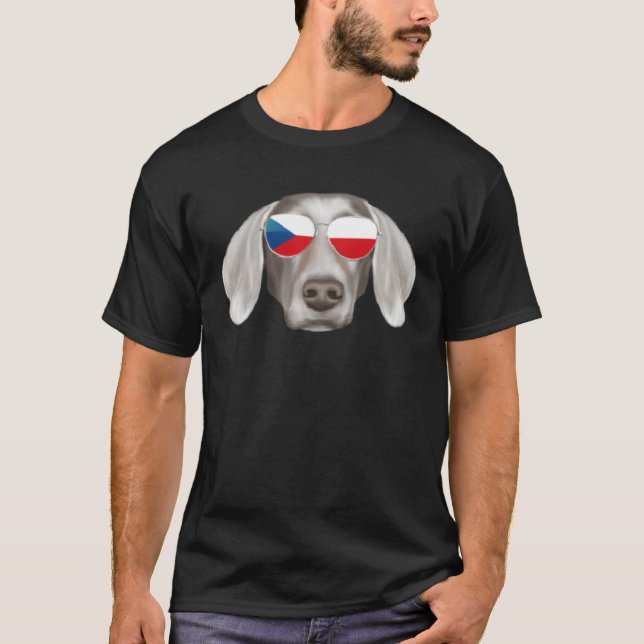 Camiseta Czech Flag Weimaraner Dog Czech Republic Pocket (Frente)