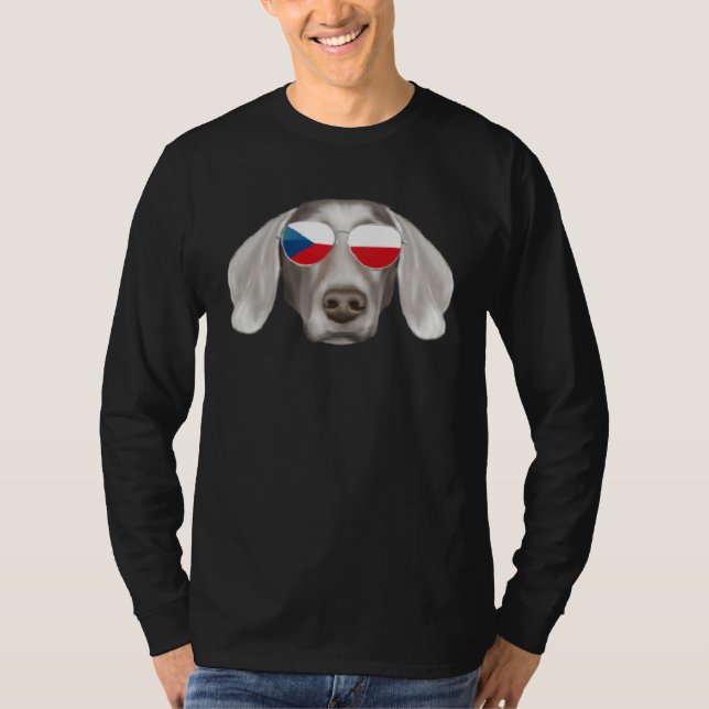 Camiseta Czech Flag Weimaraner Dog Czech Republic Pocket (Frente)