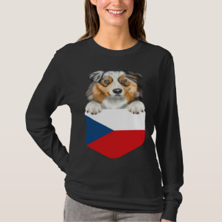 Camiseta Czech Republic Flag Australian Shepherd Dog In Poc