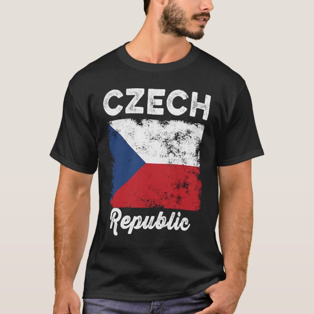 Camiseta Czech Republic Flag Distressed  Men Women Kids  Cz (Frente)