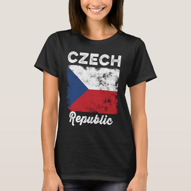 Camiseta Czech Republic Flag Distressed  Men Women Kids  Cz (Frente)