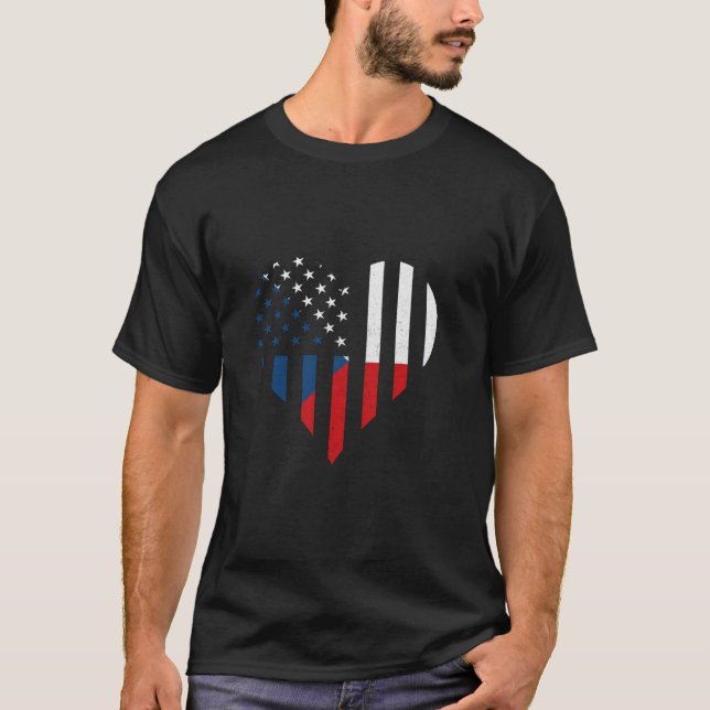 Camiseta Czech Republic Flag USA Heart Ceska Czech Pride Cz (Frente)