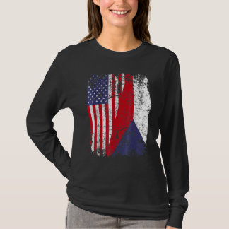 Camiseta CZECH REPUBLIC ROOTS Half American Flag CZECH