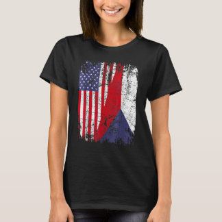 Camiseta CZECH REPUBLIC ROOTS Half American Flag CZECH