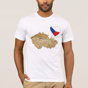 Camiseta Czechia Flag Heart and Map T-Shirt