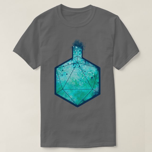 Camiseta D20 Azul De Frasco De Alquimia (Frente do Design)