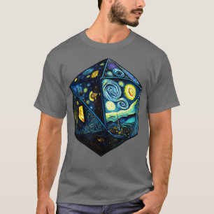 Camiseta D20 Dice Art Van Gogh Starry Night Realista