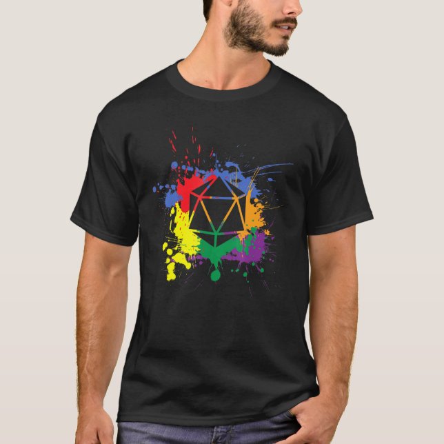 Camiseta D20 Dice Lgbtq Unity Pride Geek Rainbow Roleplayin (Frente)