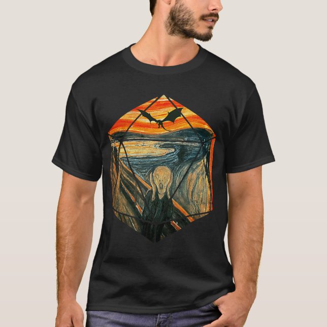 Camiseta D20 O Gritar D20 Tee D20 Dice Tee Dragon (Frente)