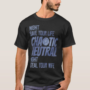 Camiseta D20 Papéis Críticos Dados de Mesa Caótico Neutro D