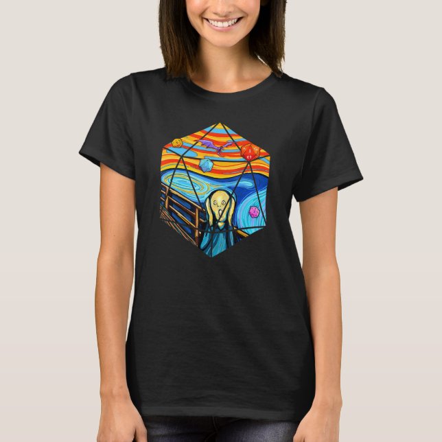 Camiseta D20 Tshirt, O Gritar D20 Tee, D20 Dice Art (Frente)