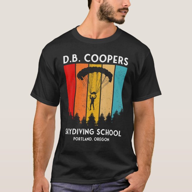 Camiseta D B Cooper Skydiving School Portland Oregon  Retro (Frente)
