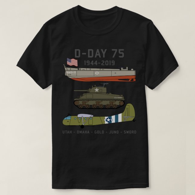 Camiseta D-Day Normandy Landings WW2 75º aniversário T Gi (Frente do Design)