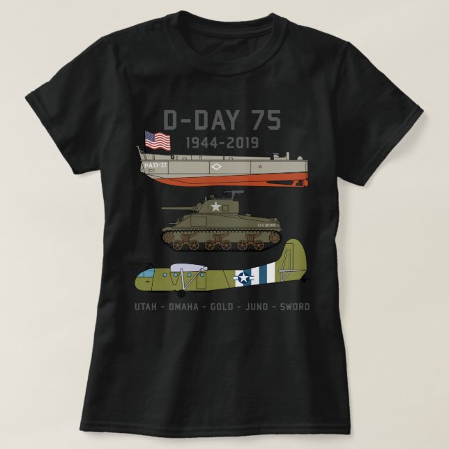 Camiseta D-Day Normandy Landings WW2 75º aniversário T Gi (Frente do Design)