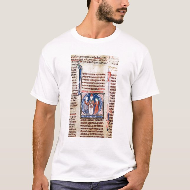 Camiseta "D" inicial historiado que representa um casamento (Frente)