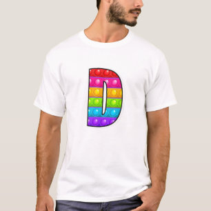 Camiseta D Letra Maiúscula B Alphabet Funny Poppin Ki