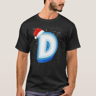 Camiseta D Snowy Capital Christmas Monograma - Letra alfabé