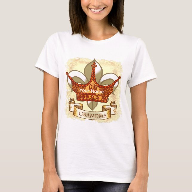Camiseta da Avó Rainha com Estandarte da Coroa (Frente)