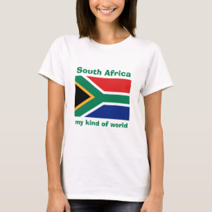 Camiseta da Bandeira da África do Sul + Mapa + Tex