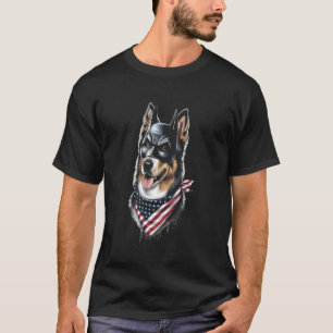 Camiseta da Bandeira da América Pastor Alemão Patr