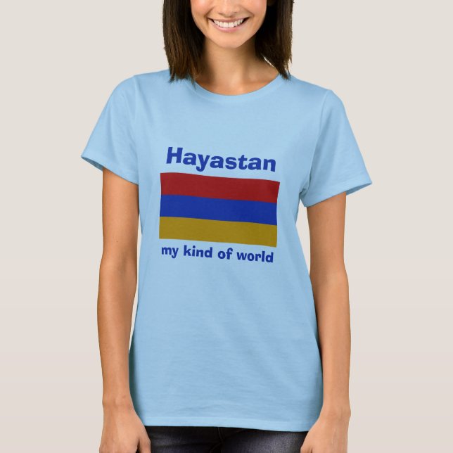 Camiseta da Bandeira da Armênia + Mapa + Texto (Frente)