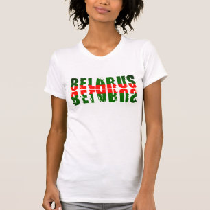 Camiseta da Bandeira da Bielorrússia Letras Funky