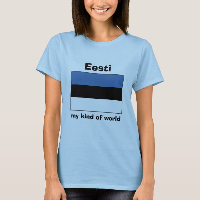 Camiseta da Bandeira da Estônia + Mapa + Texto (Frente)