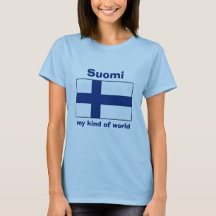 Camiseta da Bandeira da Finlândia + Mapa + Texto