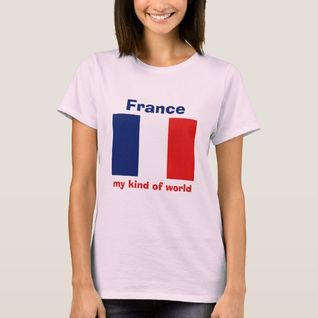 Camiseta da Bandeira da França + Mapa + Texto (Frente)