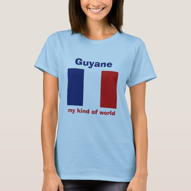 Camiseta da Bandeira da Guiana Francesa + Mapa + T (Frente)