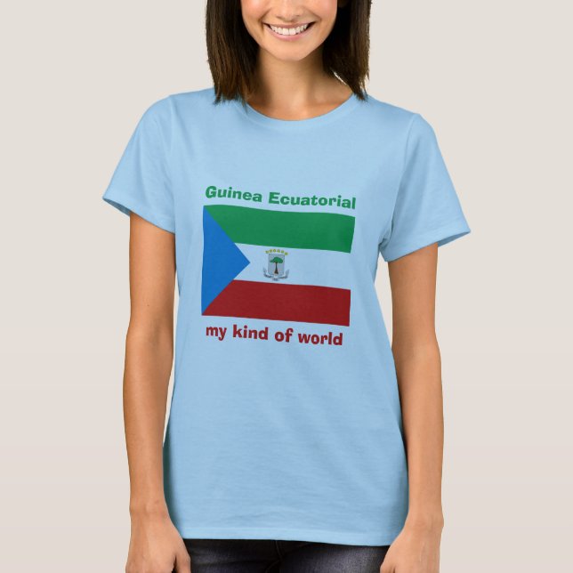 Camiseta da Bandeira da Guiné Equatorial + Mapa +  (Frente)