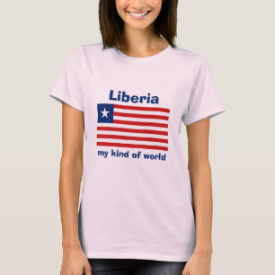 Camiseta da Bandeira da Libéria + Mapa + Texto