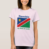 Camiseta da Bandeira da Namíbia + Mapa + Texto