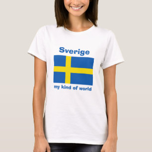 Camiseta da Bandeira da Suécia + Mapa + Texto