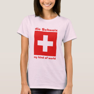 Camiseta da Bandeira da Suíça + Mapa + Texto