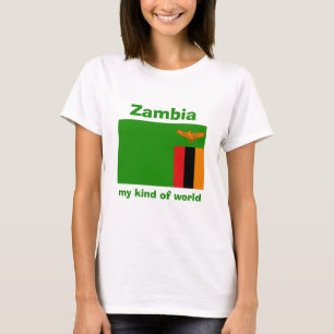 Camiseta da Bandeira da Zâmbia + Mapa + Texto