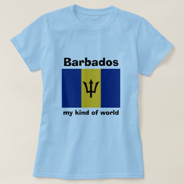 Camiseta da Bandeira de Barbados + Mapa + Texto (Frente do Design)