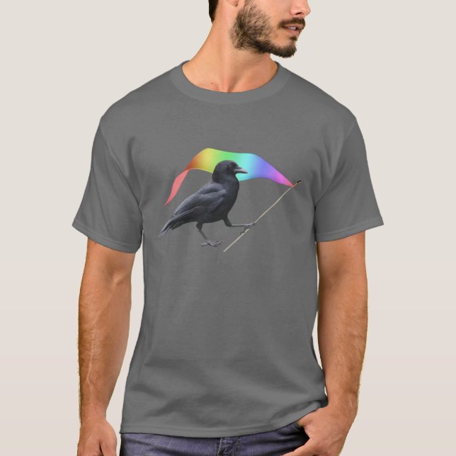 Camiseta da bandeira do arco-íris do corvo (Frente)