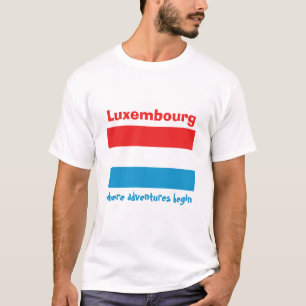 Camiseta da Bandeira do Luxemburgo + Mapa + Texto